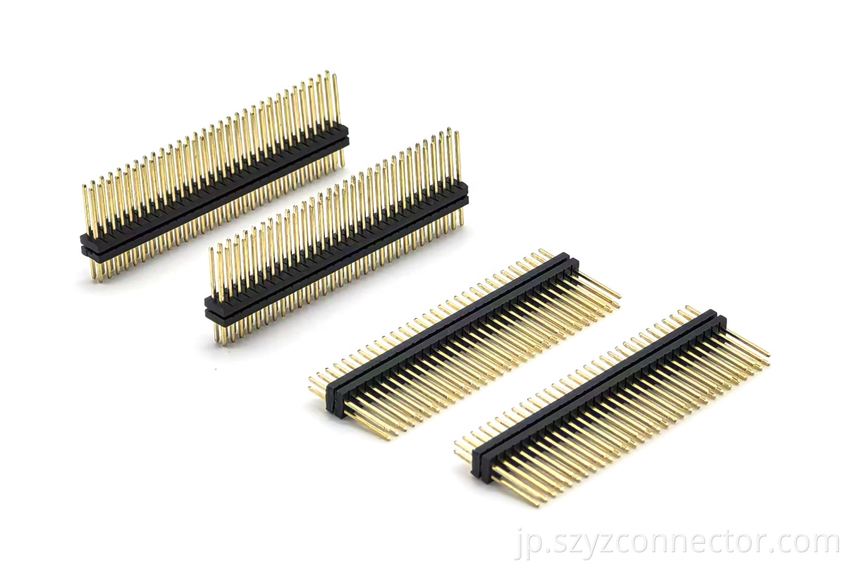 1.27 ミリメートルピッチピンヘッダコネクタ 2 列ストレート 2 層プラスチック SQ0.4mm H2.0mm 2*30P 1.27mm Pitch Pin Header Connector Dual Row Straight Two-Layer Plastic SQ0.4mm H2.0mm 2*30P